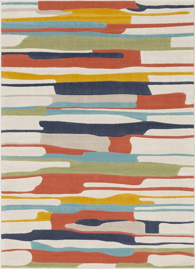 SURYA Anais vloerkleed scandinavisch boho meerkleurig oranje