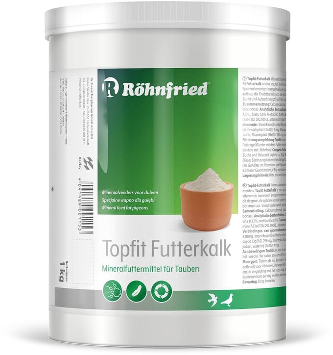 Rohnfried Topfit Spezial Futterkalk 1kg - voor postduiven
