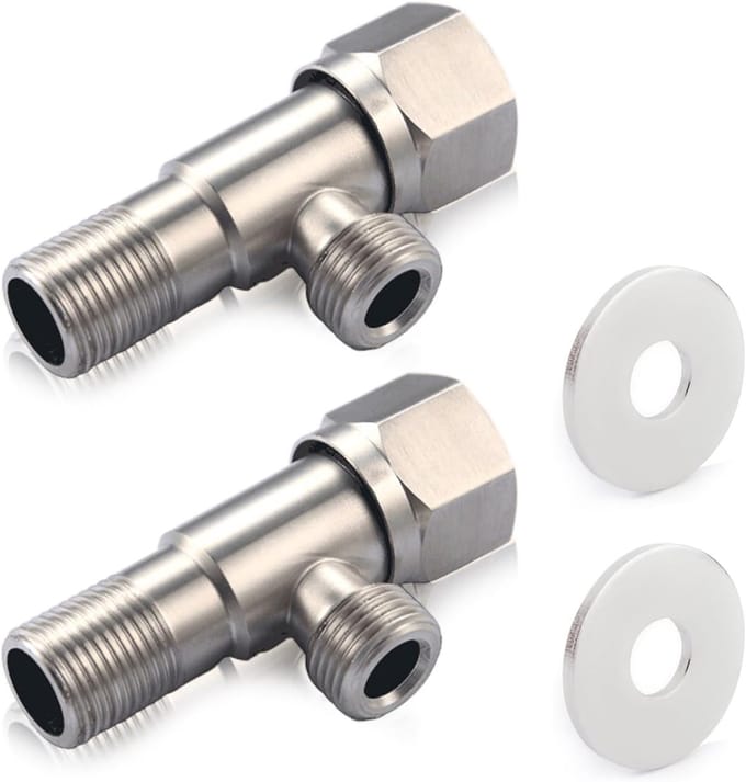 Set van 2 Hoekventielen RVS - 1/2 Inch Binnendraad & 3/8 Inch Buitendraad