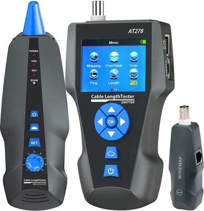 Professionele Netwerk Tester – UTP Tester – Kabeltester – Netwerkkabel Tester – LCD Display – Snel & Nauwkeurig – Complete Set