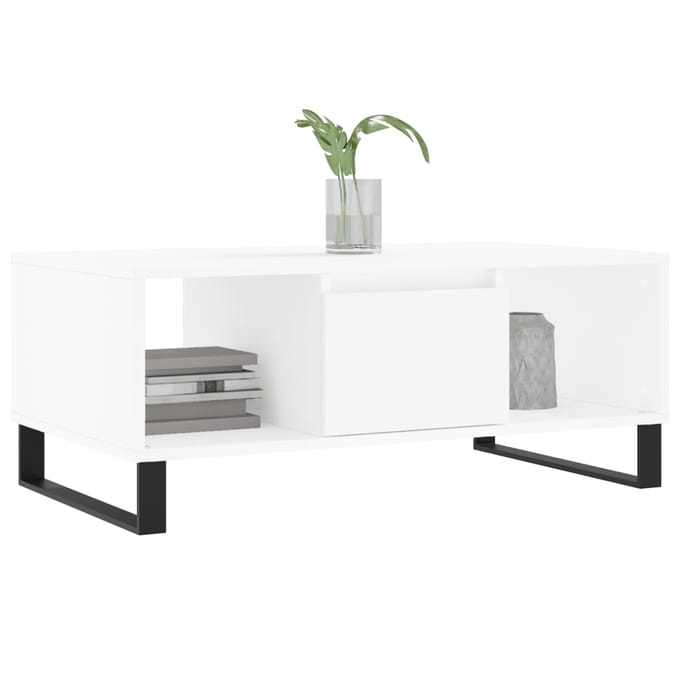 vidaXL - Salontafel - 90x50x36,5 - cm - bewerkt - hout - wit