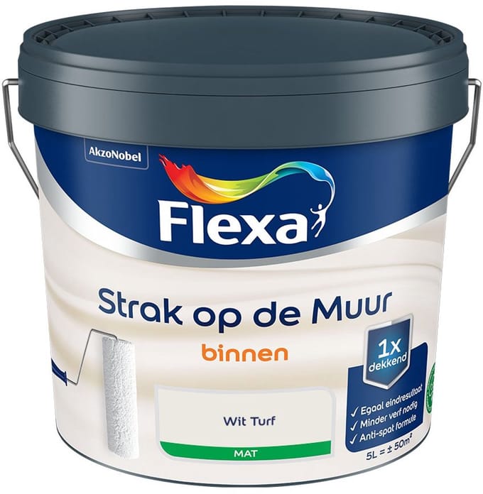 Flexa - Strak Op De Muur Binnen Mat - Wit Turf - Mengverf - 5 L