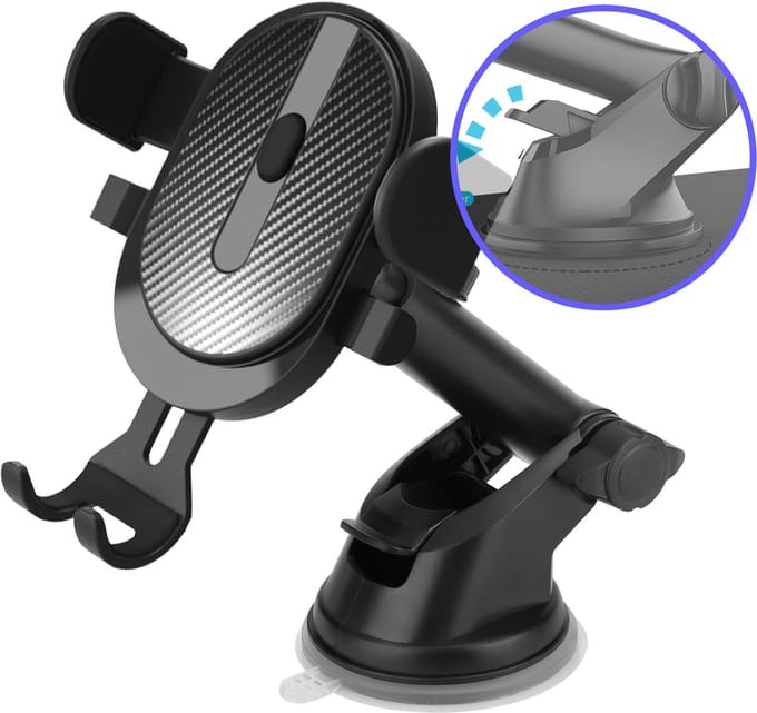 Autohouder - 360° Verstelbaar - Dashboard/Raam - Telefoon Houder met Zuignap Zwart