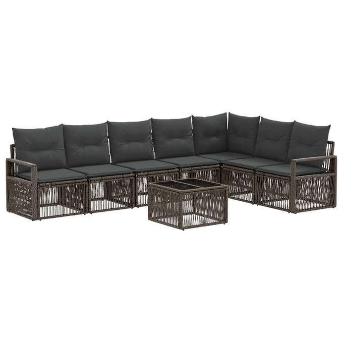 vidaXL - Tuinbank - Set - 8 - st - Grijs - poly - rattan