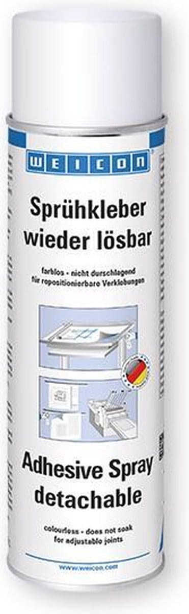 WEICON verwijderbare spuitlijm 500 ml, niet-permanent voor plotters, snijmatten, zeefdruk & sjablonen, transparant