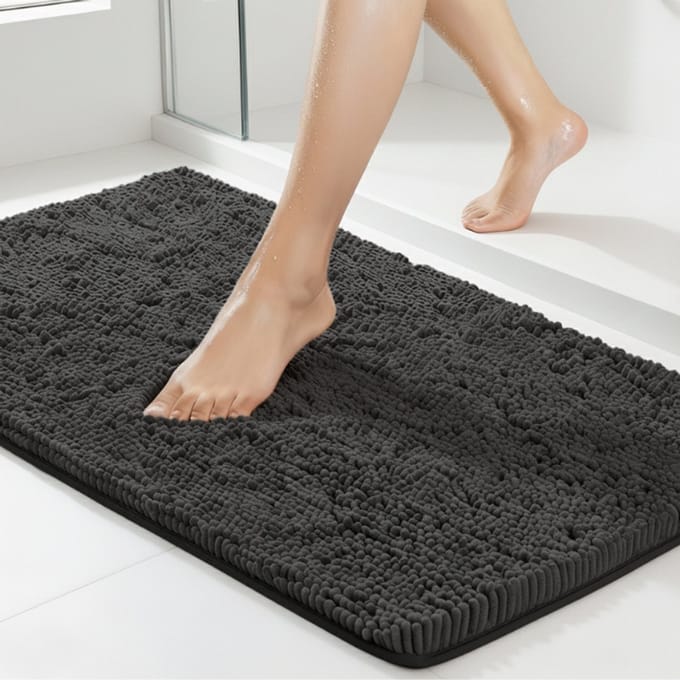 Absorberende Badmat – 90x60cm – TPR Antislip Douchemat – Extra Zwaar – Badkamermat – Zwart – SEVEND®