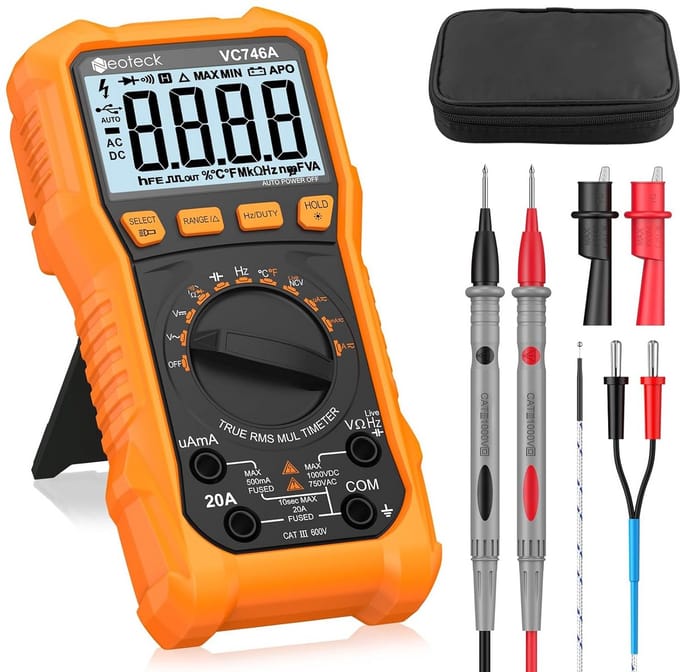 Digitale Multimeter 6000 Tellingen Meetinstrument DC/AC Stroom Spanning Weerstand Temperatuur met Krokodillenklem