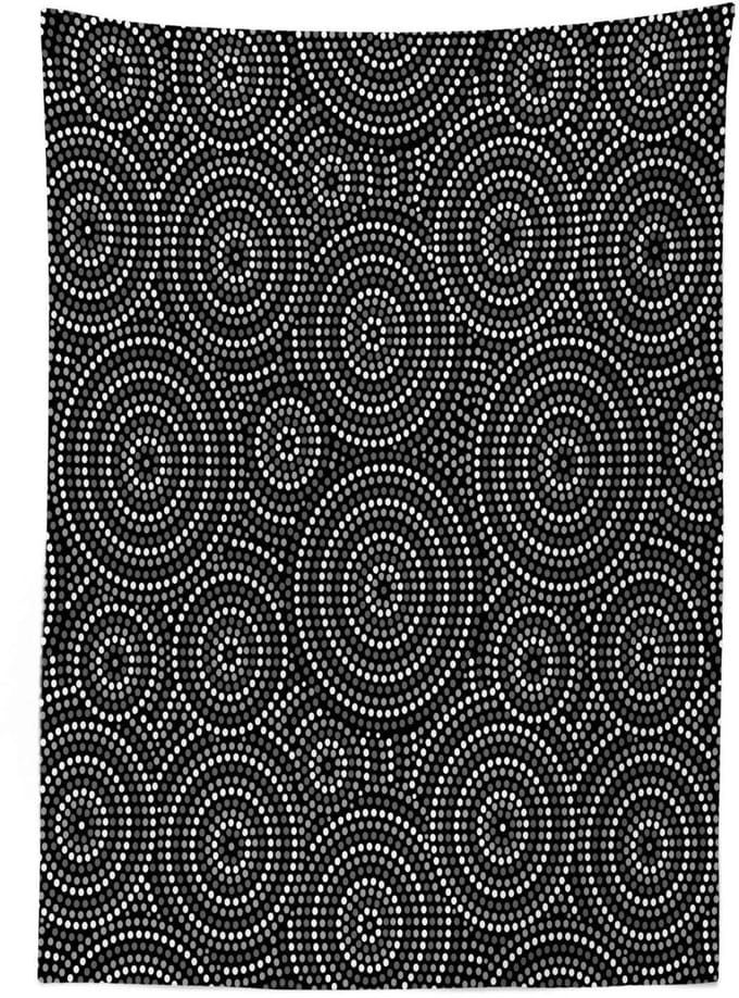 ABAKUHAUS Tafelkleed – 140x200 cm – Satijnmix, Grijs/Zwart/Wit – Machinewasbaar, Handgestikt