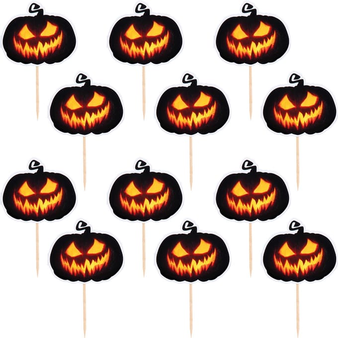 Boland - Set 12 cocktailprikkers Creepy pumpkin - Horror - Horror