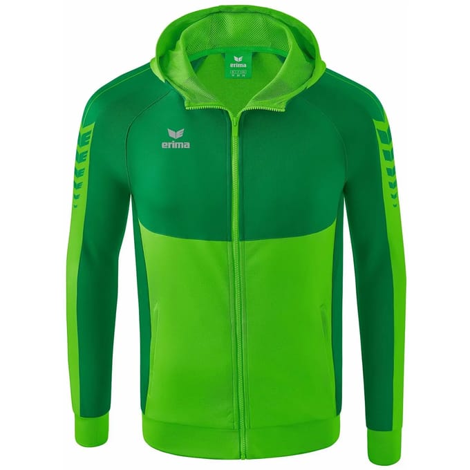 Erima Six Wings Trainingsjack Met Capuchon Kinderen - Wit / Smaragd / Green | Maat: 152