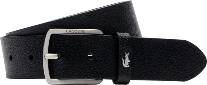 LACOSTE Leren riem Elegance Grained Leather Belt W95 Noir zwart