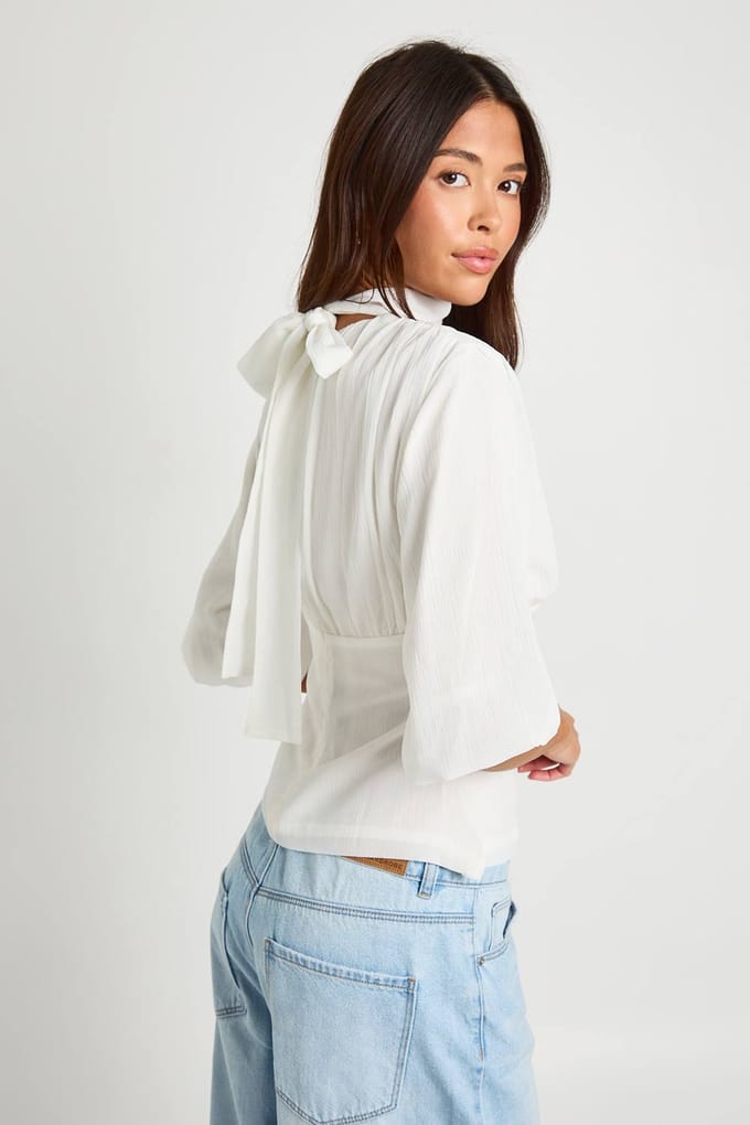 boohoo Dames Chiffon blouse met engelenmouwen | Ivory | Maat: 10