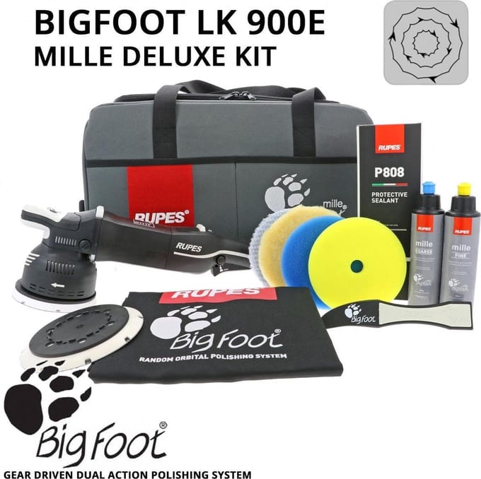 RUPES LK900E-DLX BigFoot Mille Gear-Driven Polijstmachine 125mm - Deluxe Kit