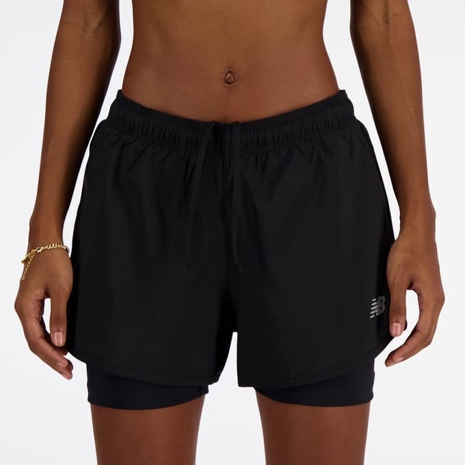 Short in 2-in-1-look met logo