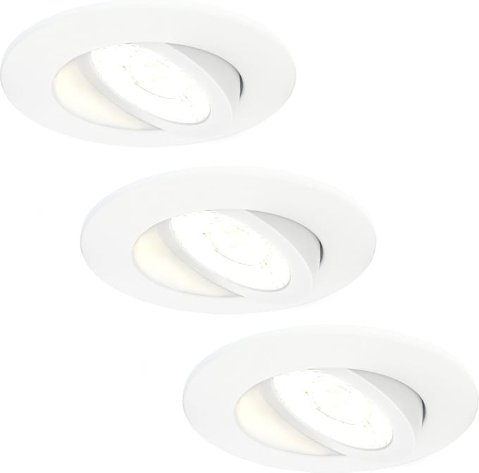 Ledvion - 3X LED Inbouwspot - Wit - Dimbaar - 5W - IP65 - CCT - COB - Ø75mm