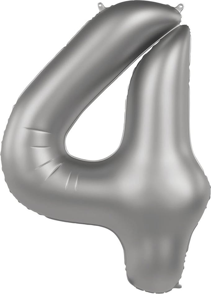 Folat - Folieballon Cijfer 4 Moonlight Silver - 86 cm