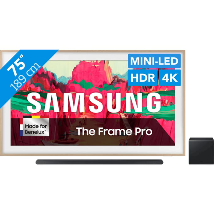 Samsung 75" The Frame Pro LS03FW (2025) + Samsung HW-S800D Zwart (2024)