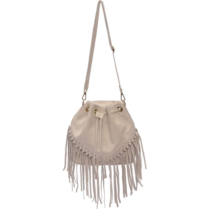 Roberta M Beige Rundleer Tas
