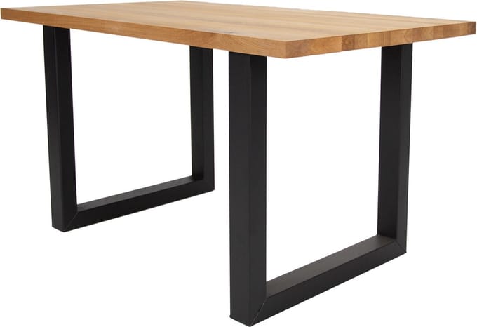 Eettafel Rover eikenhout 220x100 U-poot zwart