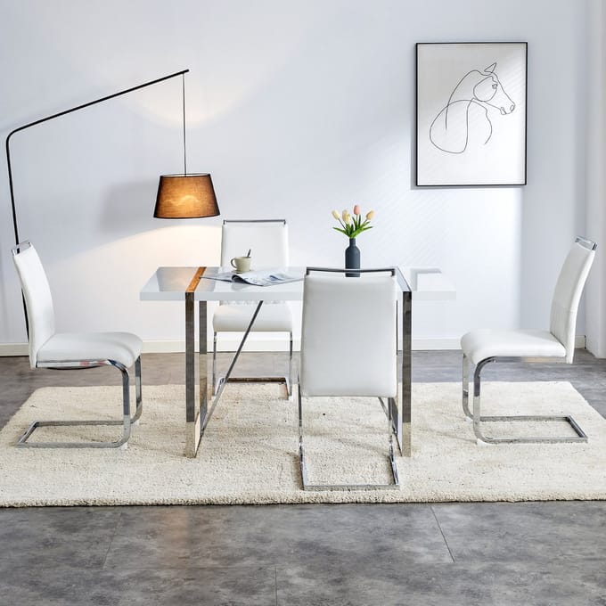 REDOM - Stoel - Ergonomische Rugleuning - Modern - Kunstleer En Linnen - Wit