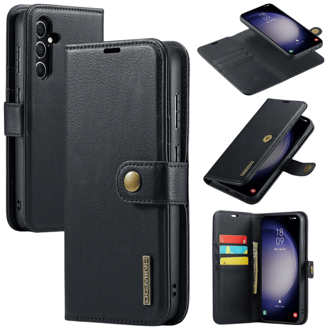 DG.MING Samsung Galaxy S25 Lederen 2-in-1 Wallet Hoesje Zwart