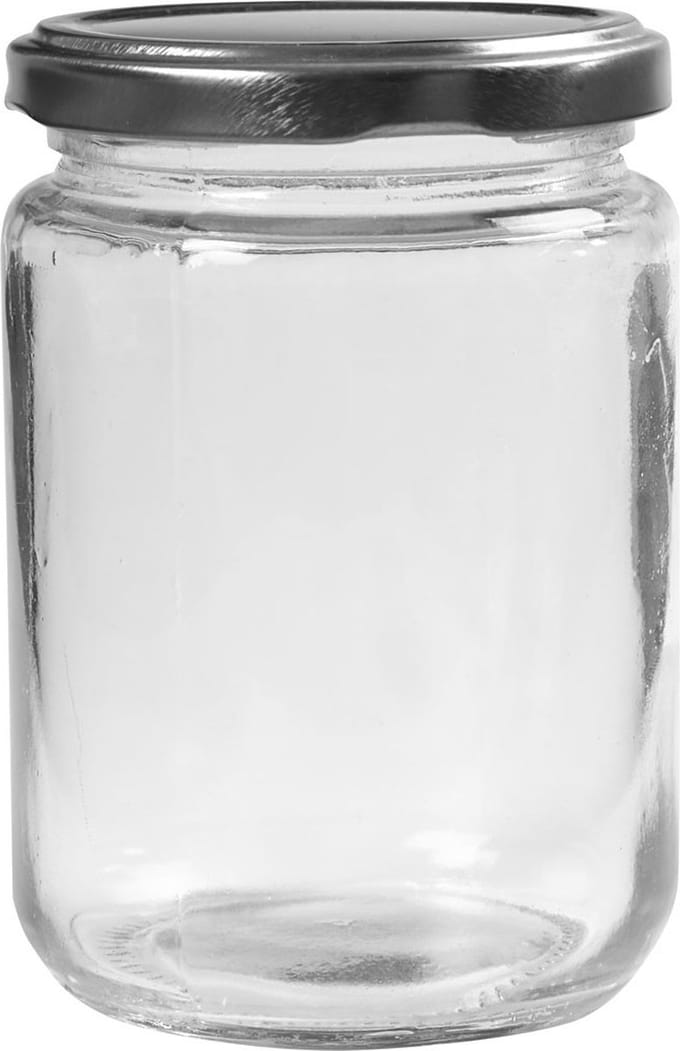 Glazen pot, H: 11 cm, d 7,5 cm, 370 ml, transparant, 6 stuk/ 1 doos
