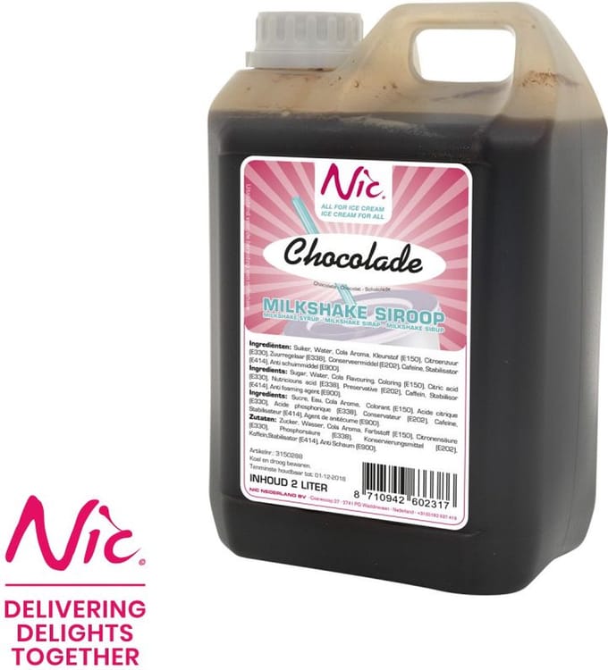 NIC Chocolade milkshake siroop - Fles 2 liter