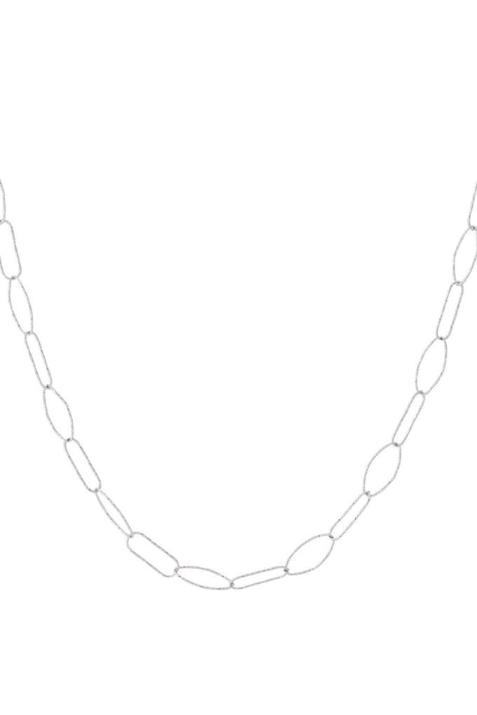 Bijoutheek Collier Schakels Geometrisch Bewerkt Zilver
