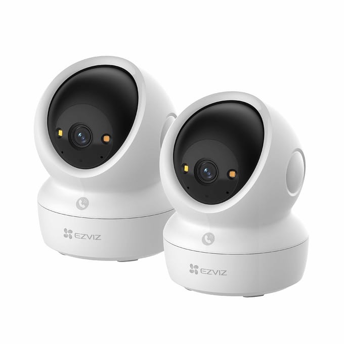 EZVIZ H6c Pro 3K Beveiligingscamera Binnen – 360° Pan & Tilt – Nachtmodus, Human Detection & Shape Detection – Wifi 6 – MicroSD & Cloud - 2 Pack