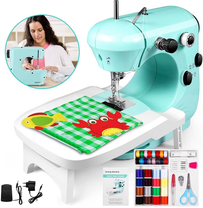 Naaimachine - Elektrische Naaimachine - Sewing Machine Beginners Set- met Verlengplank - Voetschakelaar - Lichtgroen