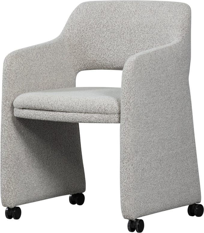 WOOOD Lyric Eetkamerstoel Met Wieltjes - Polyester - Greige - 79x59x58