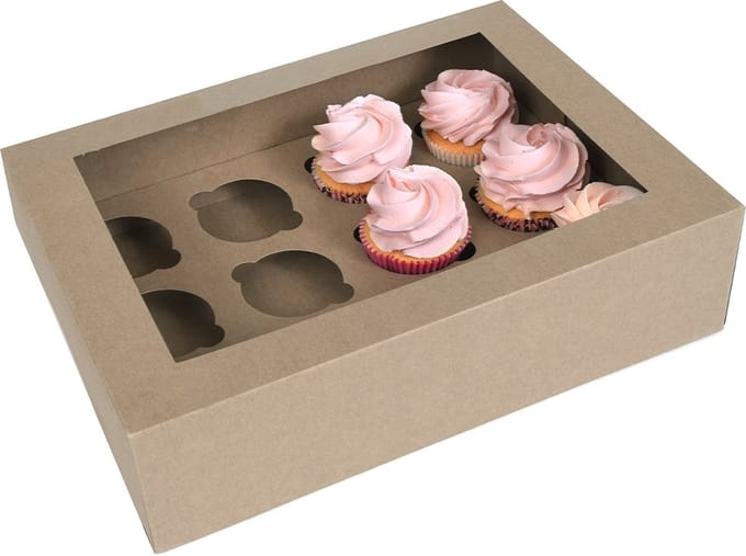 House of Marie Cupcake Doos 12 - Kraft - pk/2