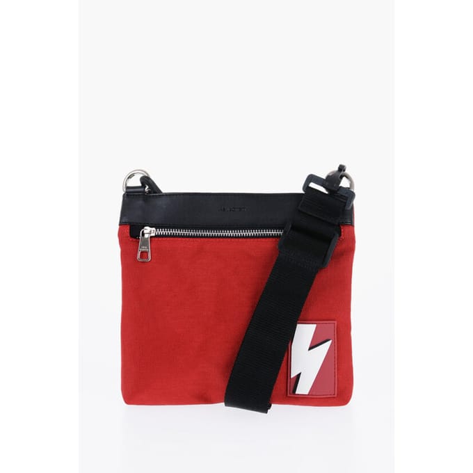 Nylon Sacoche met afneembare bandjes in zwart, rood