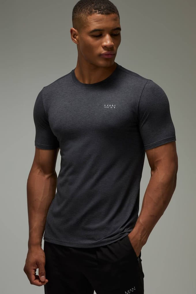 Heren Actief Gemêleerd Regular Fit T-shirt | Black | Size Large
