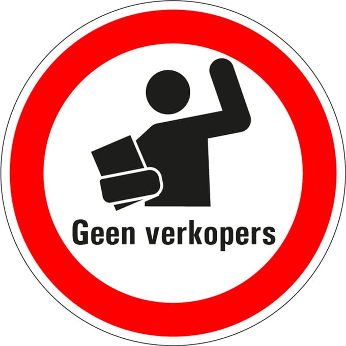 Geen verkopers bord - kunststof 100 mm