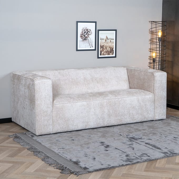 Bronx71® 2,5-zits bank Memphis stof chenille wit/beige