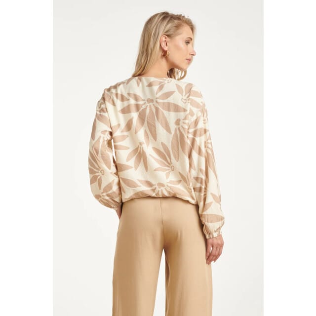 Smashed Lemon Bomberjack met abstracte bloemprint beige/wit |