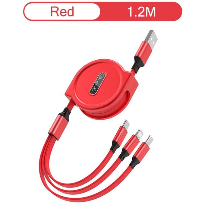 Câble de Charge USB rétractable 3 en 1, 2,4 a, Charge rapide, pour XiaoMi HuaWei Samsung, câble de Charge Portable, Micro type-c rouge