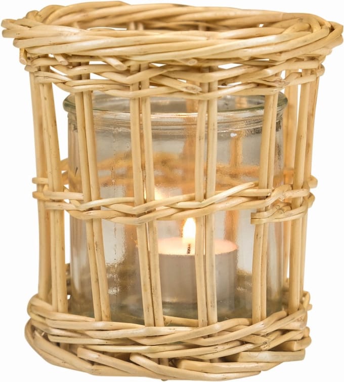 rotan windlicht recht dubbel 14cm