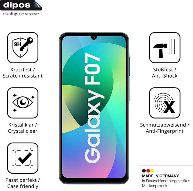 dipos – 2x Pantserfolie geschikt voor Samsung Galaxy F07 | 9H Screenprotector