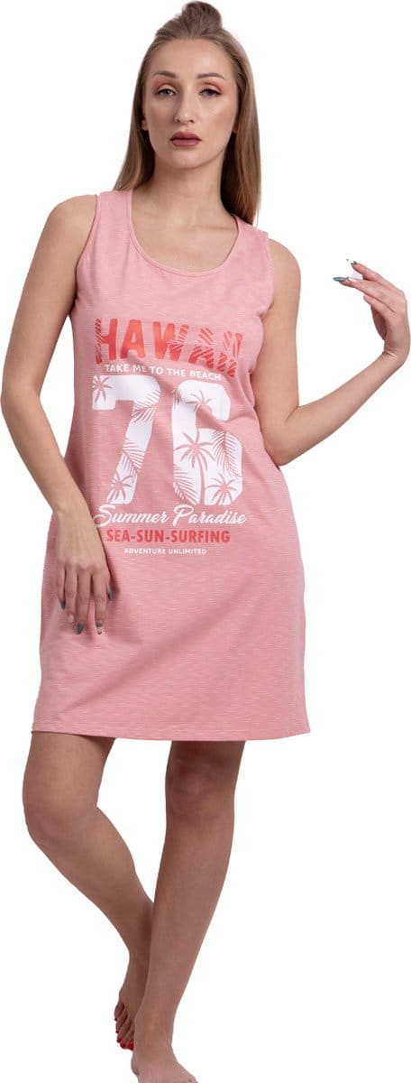 VANILLA - Hawaii dames nachthemd - Egyptisch katoen - PJ8610 - Roze - XS