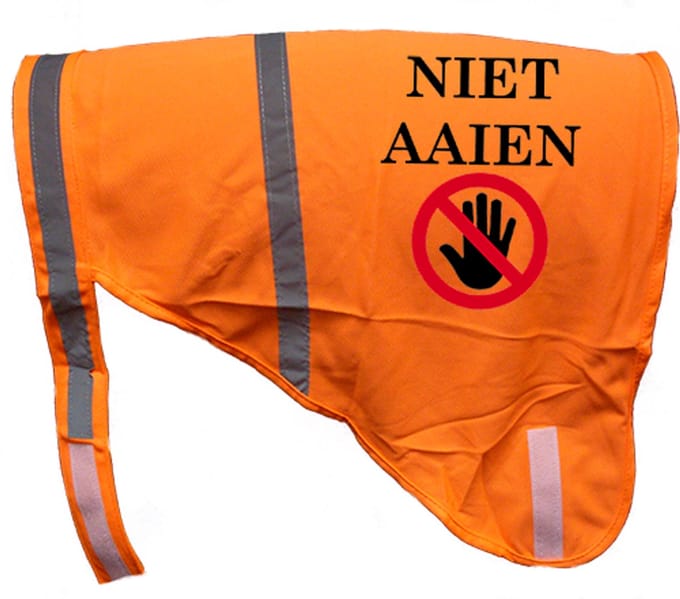 Hondenhesje "NIET AAIEN", Maat S, Kleur Oranje