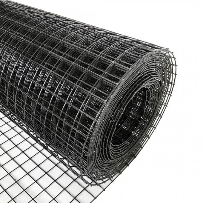 Volieregaas 19x19mm 1,00mm 100cm x 25m Zwart gecoat RVS.
