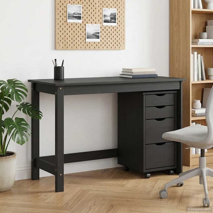 vidaXL - Bureau - en - rolkast - set - MOSS - 2 - st - Zwart
