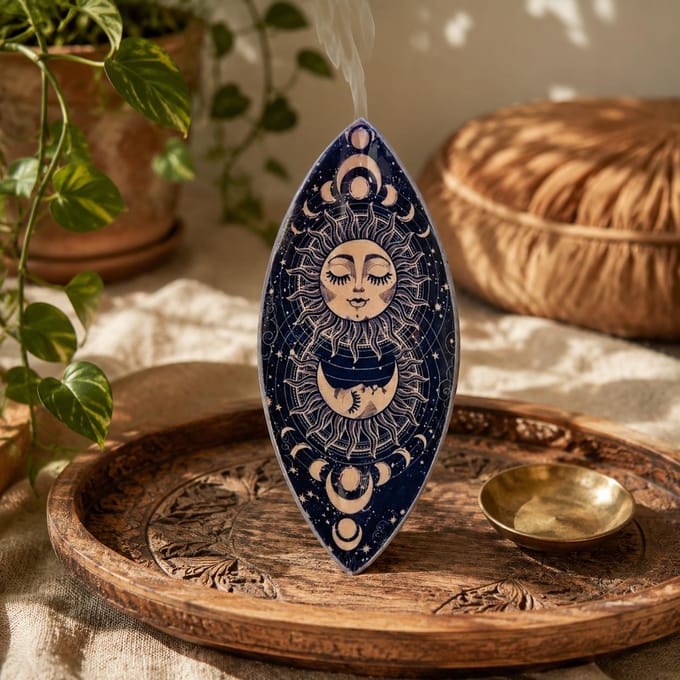Enamel Incense Bowl - Aluminum - Pink Sun & Moon