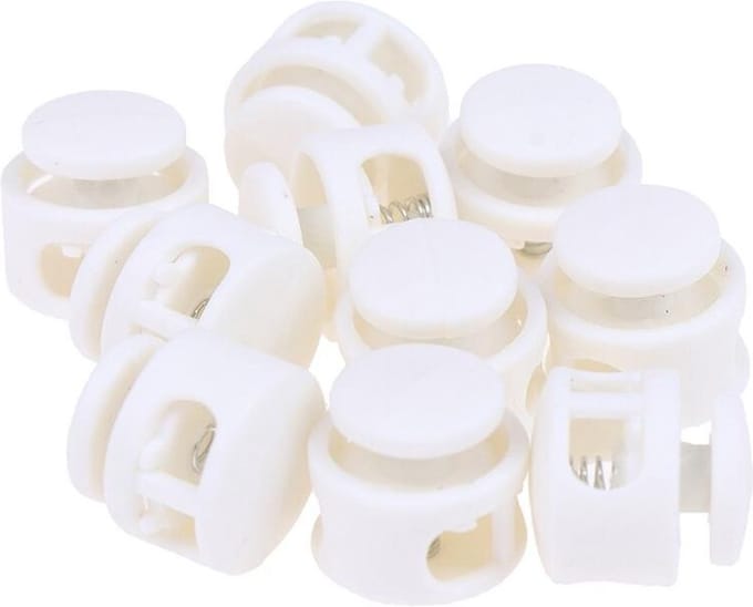 Bevestigingsclip met veer - Dubbel gat - 12mm rond - Wit- 2 stuks
