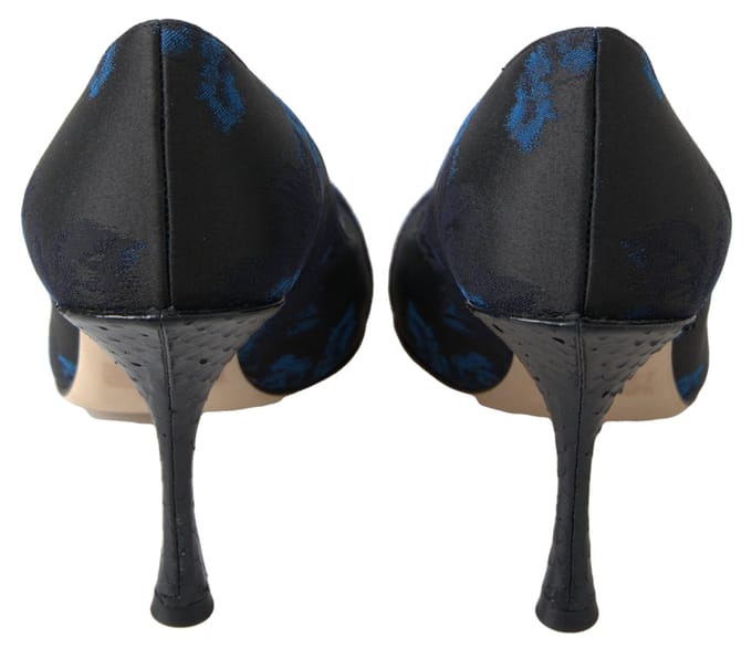 Dolce & Gabbana Blauwe Bloemige Ayers Kristallen Pumpschoenen
