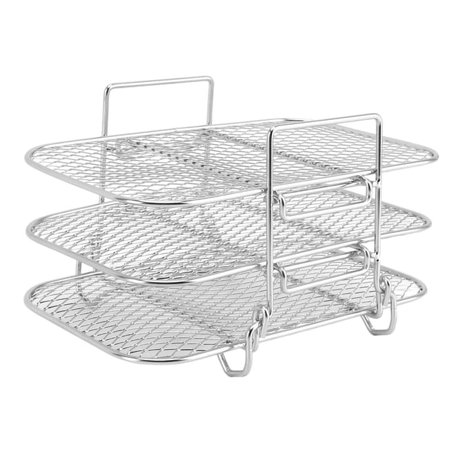 Frituurrek 3-laags ontwerp Grillrek Roestvrij staal Dehydratorrek Accessoires Gelijkmatige verwarming L white