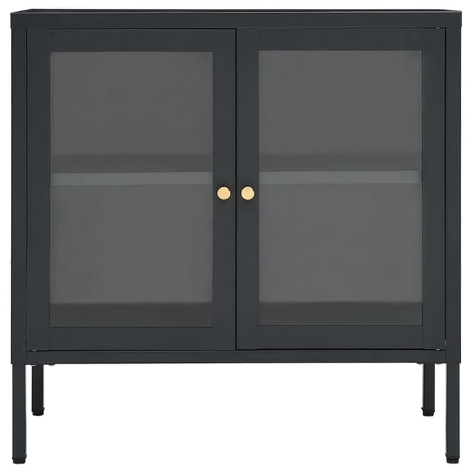 vidaXL - Dressoir - 70x35x70 - cm - staal - en - glas - antracietkleurig