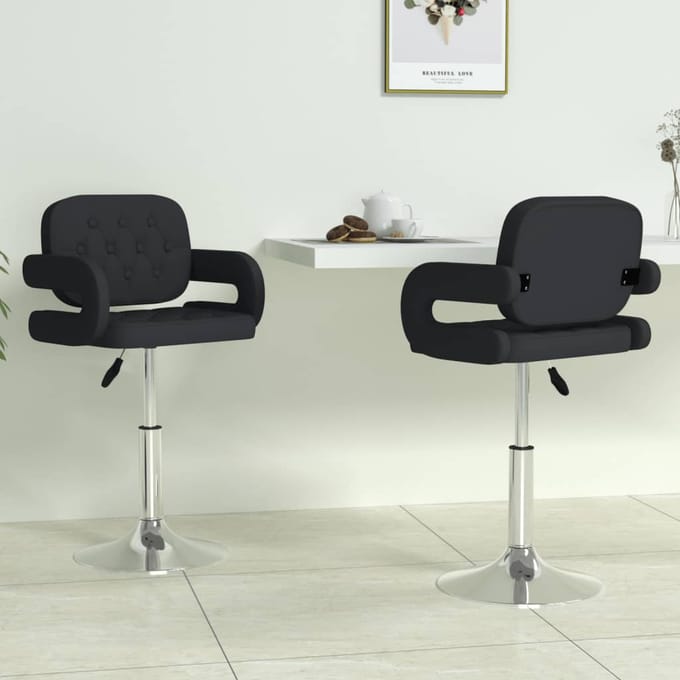 vidaXL - Eetkamerstoelen - draaibaar - 2 - st - kunstleer - zwart